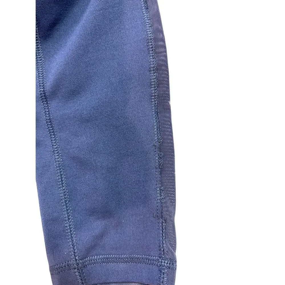 Dusty Blue Puma Mid Rise Pleated & Mesh Women's Medium Leggings, Yoga, Gym